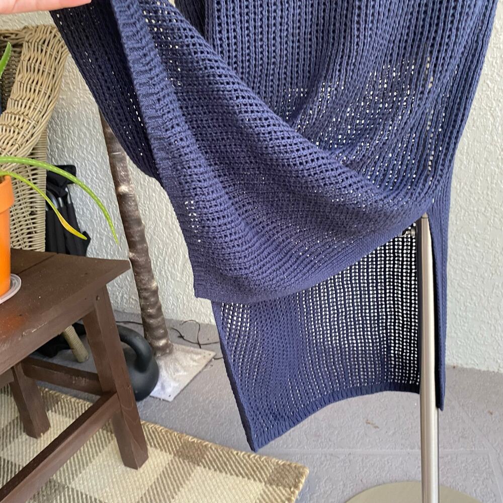 One Grey Day Knit Crochet Midi Skirt Tank Set Navy Small / Medium Beach Vacation - Picture 7 of 11
